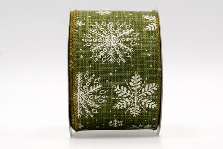 Verde - Cinta alámbrica con copos de nieve de Navidad_KF7806GC-3-185
