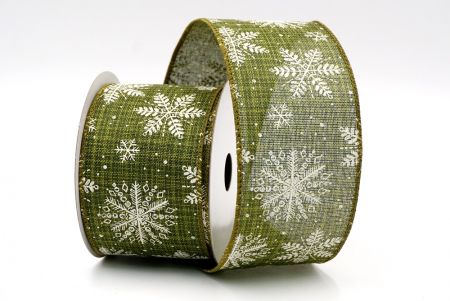 Green- Christmas Snowflakes Wired Ribbon_KF7806GC-3-185