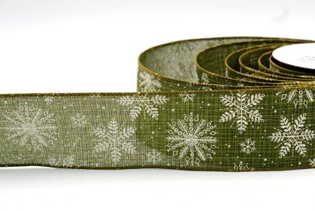 Ruban métallique à motifs de flocons de neige vert de Noël_KF7806GC-3-185