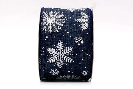Azul marino - Cinta alámbrica con copos de nieve de Navidad_KF7806GC-4-4