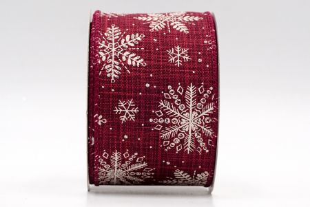 Бордова - Різдвяні сніжинки з проволокою стрічка_KF7806GC-8-8