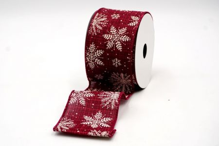 Burgundy- Christmas Snowflakes Wired Ribbon_KF7806GC-8-8
