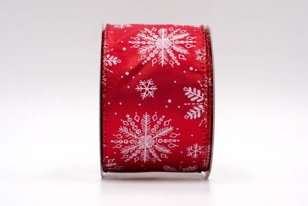 Red- Christmas Snowflakes Wired Ribbon_KF7807GR-7