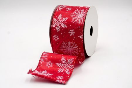 Red- Christmas Snowflakes Wired Ribbon_KF7807GR-7