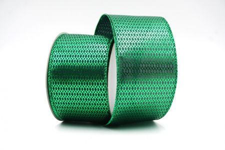 Green Diamond Mesh Foil Metallic Wired Ribbon_KF7814GH-3