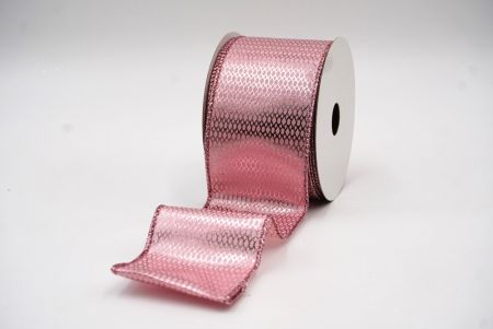 Pink Diamond Mesh Foil Metallic Wired Ribbon_KF7814GM-5