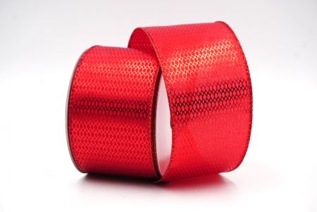 Red Diamond Mesh Foil Metallic Wired Ribbon_KF7814GR-7
