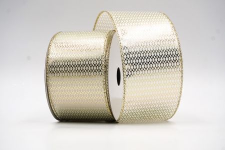 Nastro metallico con rete a maglia diamante e foglia bianca_KF7814GV-2