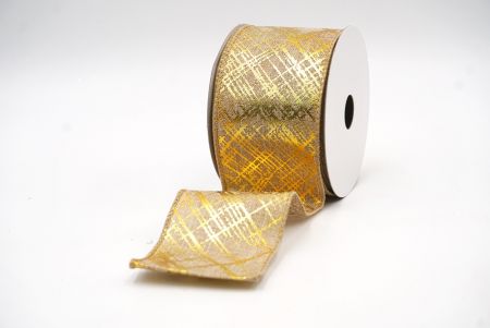Gold Criss-Cross Foil Metallic Wired Ribbon_KF7815GC-14-183