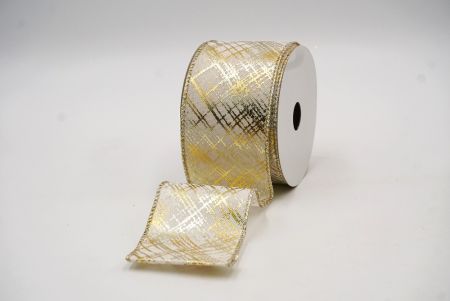Light Gold Criss-Cross Foil Metallic Wired Ribbon_KF7815GV-2