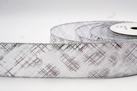 Silver Criss-Cross Foil Metallic Wired Ribbon_KF7817G-1