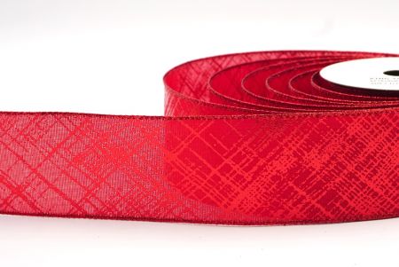Red Criss-Cross Foil Metallic Wired Ribbon_KF7818GR-7