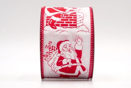 Cinta alámbrica de Santa Claus y regalos con borde blanco y rojo_KF7825GC-1-7