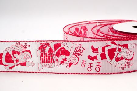 White and Red Edge - Santa Claus and Gifts Wired Ribbon_KF7825GC-1-7