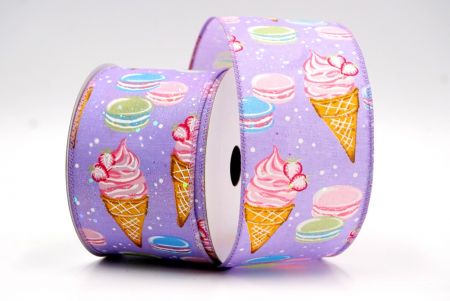 Фиолетовый - Лента с дизайном мороженого и макарон_KF7827GC-11-11