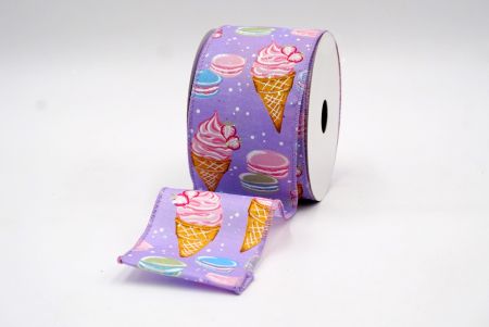 Фиолетовый - Лента с дизайном мороженого и макарон_KF7827GC-11-11