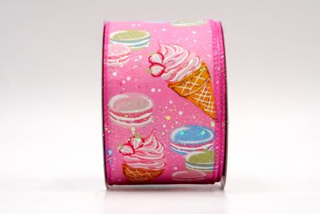 Розовый - Лента с дизайном мороженого и макарон_KF7827GC-5-218