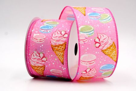 Розовый - Лента с дизайном мороженого и макарон_KF7827GC-5-218