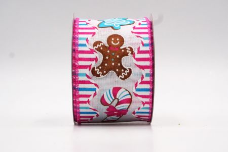 Розовый рождественский дизайн ленты с конфетами_KF7828GC-1-218