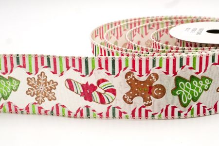 White Christmas Candy Designs Wired Ribbon_KF7829GC-2-2
