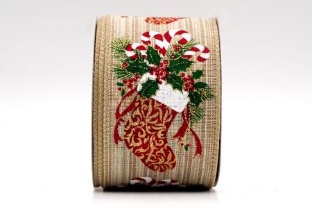 Kaki - Ruban filaire pour chaussette de Noël suspendue_KF7830GC-13-183