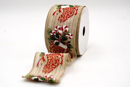 Kaki - Ruban filaire pour chaussette de Noël suspendue_KF7830GC-13-183