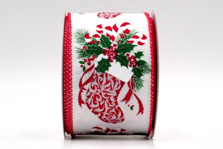Біла - Висяча різдвяна панчоха з дротяною стрічкою_KF7831GC-1-7