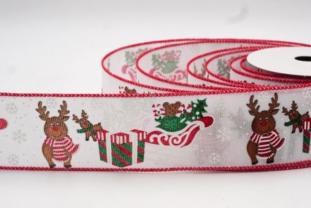 White Christmas Sleigh Designs Wired Ribbon_KF7833GC-1-7