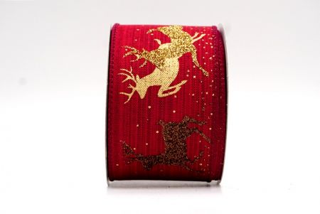 Ruban métallisé renne de Noël - Rouge foncé_KF7838GC-8-8