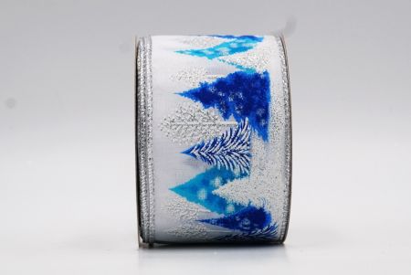Ruban à motifs de sapins de Noël colorés bleu & argent_KF7845G-1B