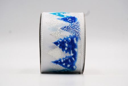 Біло-синя кольорова обтяжка на санях з різдвяними ялинками_KF7846GC-1B