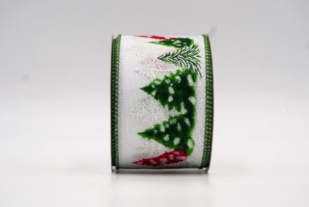 हरा और सफेद रंगीन क्रिसमस पाइनट्रीज़ वायर्ड रिबन_KF7846GC-1H-222