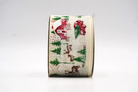 Кремовая белая рождественская домик и дизайны с животными с проволокой_KF7848GC-2-2