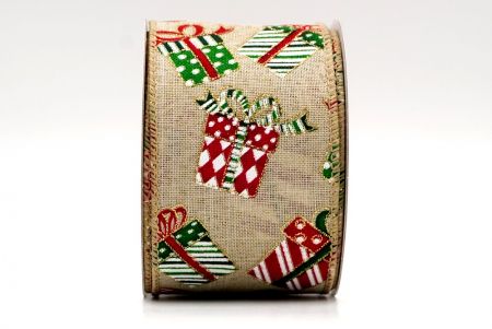 Khaki - Karácsonyi ajándék doboz design szalag_KF7859GC-13-183