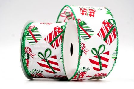 White and Green Edge - Christmas Gift Box Design Ribbon_KF7860GC-1-49