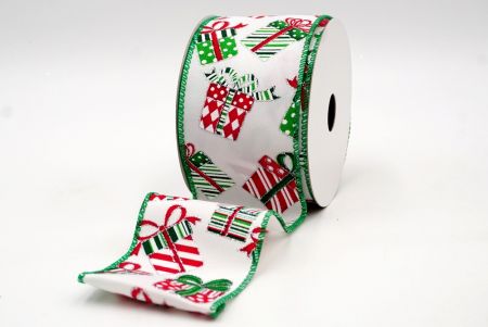 Valkoinen ja vihreä reunus - Joululahjapakkausnauhan suunnittelu_KF7860GC-1-49