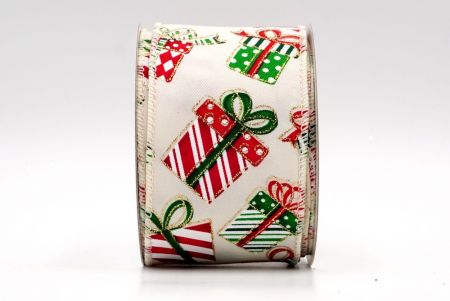 क्रीम - क्रिसमस गिफ्ट बॉक्स डिजाइन रिबन_KF7860GC-2-2