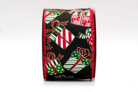 Black and Red Edge - Christmas Gift Box Design Ribbon_KF7860GC-53-7