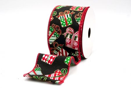 Ruban de conception de boîte-cadeau de Noël à bordure noire et rouge_KF7860GC-53-7
