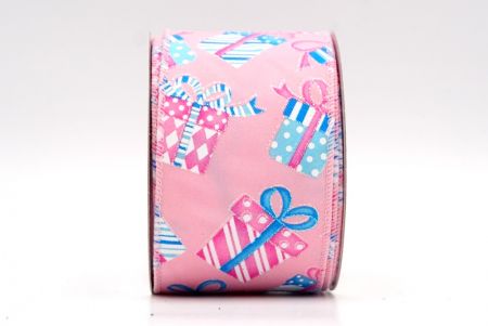 Розовая - Рождественская подарочная коробка с дизайном ленты_KF7862GC-5-5