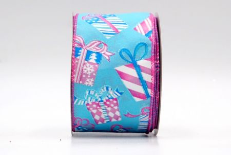 Blue and Pink Edge - Christmas Gift Box Design Ribbon_KF7863GC-12-218