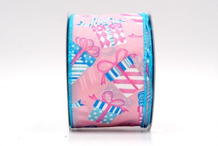 गुलाबी और नीला किनारा - क्रिसमस गिफ्ट बॉक्स डिजाइन रिबन_KF7863GC-5-213