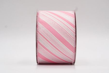 Светло-розовая наклонная полосатая проволочная лента_KF7864GC-5-5