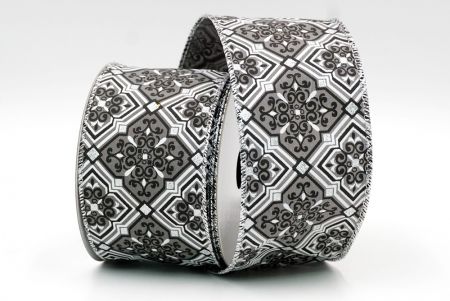 Серый - Ленточка с геометрическим цветочным дизайном_KF7875G-50
