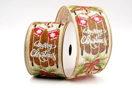 Khaki - Merry Christmas Design Ribbon_KF7876GC-13-183