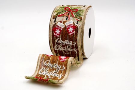 Хаки - лента с дизайном 'С Рождеством' KF7876GC-13-183