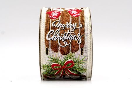 Кремовая - лента с дизайном 'С Рождеством' KF7876GC-2-2