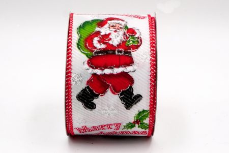 Белая и красная кайма - Санта Клаус и подарки проволочная лента_KF7878GC-1-7