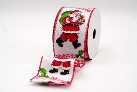 White and Red Edge - Santa Claus and Gifts Wired Ribbon_KF7878GC-1-7