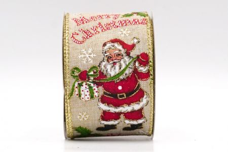 Khaki - Santa Claus and Gifts Wired Ribbon_KF7879G-13